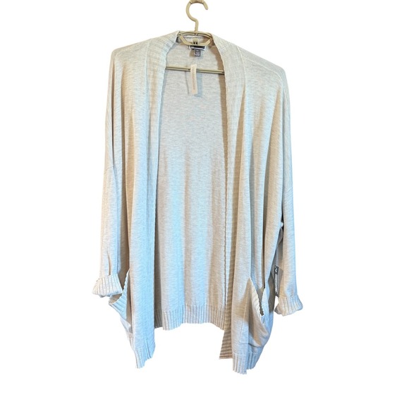 Chelsea28 Open‎ Front Cardigan Sweater - M/L - Knit Lightweight Draped Pockets - Picture 2 of 9